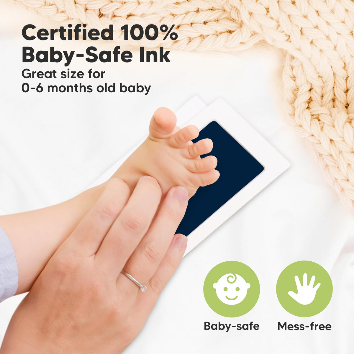 4pk Inkless Baby Hand and Footprint Kit, Mess Free Ink Pads (Jet Black, R)
