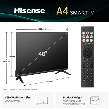 Hisense 40 Inch 40E4QTUK FHD LED TV with Freely