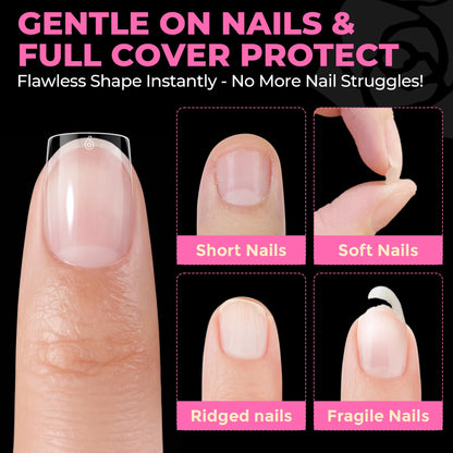 UNA GELLA Short Sharp Square Nail Tips 504pcs X-Soft Flat Square Nails