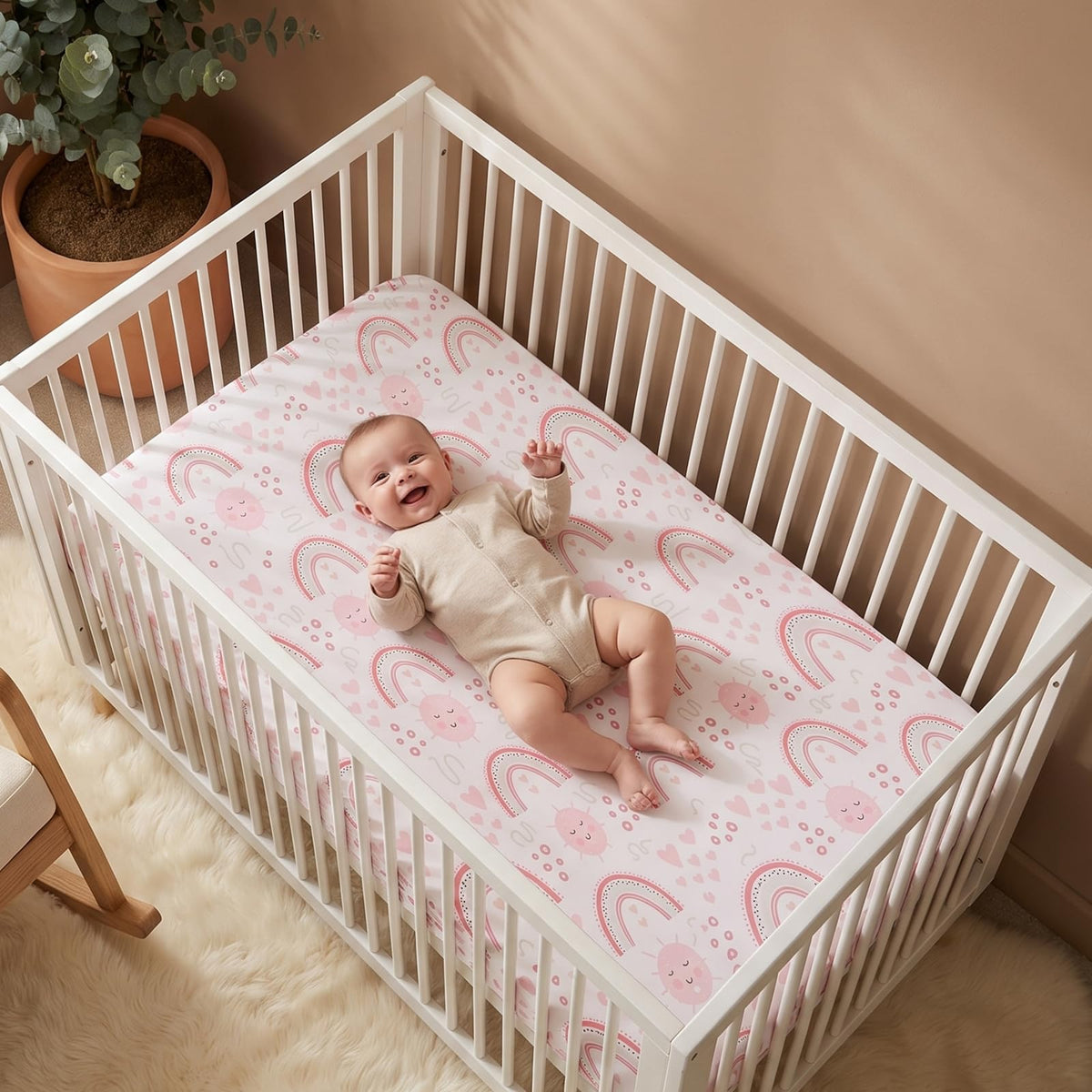 GUNTAIL Baby Crib Sheets for Boys Girls, 2 Pack Fitted Crib Sheet for Standard Crib and Toddler Mattress, Soft Microfiber Baby Sheet 52x28x8in. (Love & Pink)
