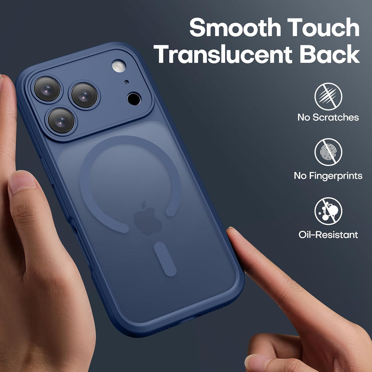 ImpactStrong Magnetic Guard Designed for iPhone 17 Air Case [Camera Protection] [Military Grade Drop Tested] [Compatible with MagSafe] Slim Translucent Matte Phone Case (6.6") - Navy Blue