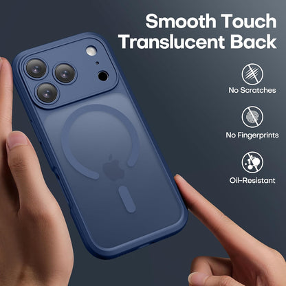 ImpactStrong Magnetic Guard Designed for iPhone 17 Air Case [Camera Protection] [Military Grade Drop Tested] [Compatible with MagSafe] Slim Translucent Matte Phone Case (6.6") - Navy Blue