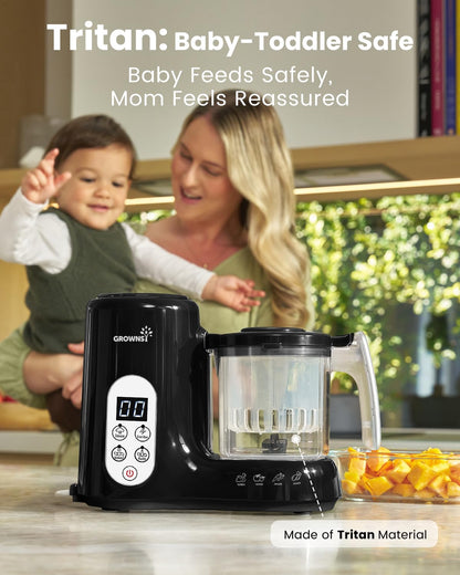 Grownsy Baby Food Maker, Steamer & Blender Baby Food Processor, Dark Grey