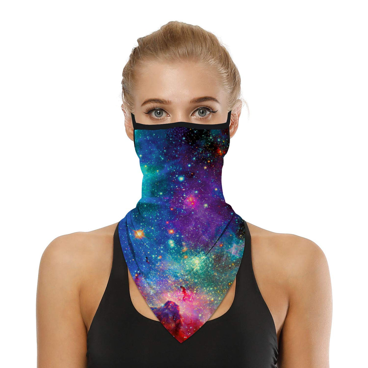 YAYOUREL Neck Gaiter Face Mask Bandanas for Men Women UV Face Scarf Cover Ear Loop Hole Facemask for Fishing Running Cycling