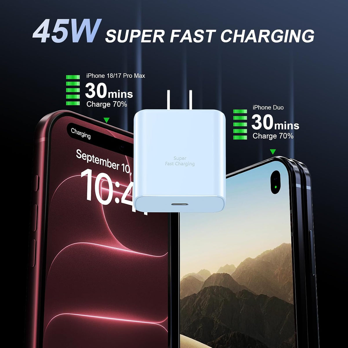 Phone 18 17 Pro Max Charger Fast Charging 45W USBC Phone Duo Fast Charger