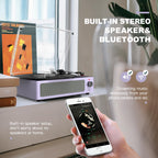 Seasonlife® Record Player for Vinyl Turntable with Speakers,Pale Purple