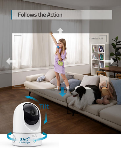 eufy Security Indoor Cam E220, Dog/Pet Camera, Pan and Tilt