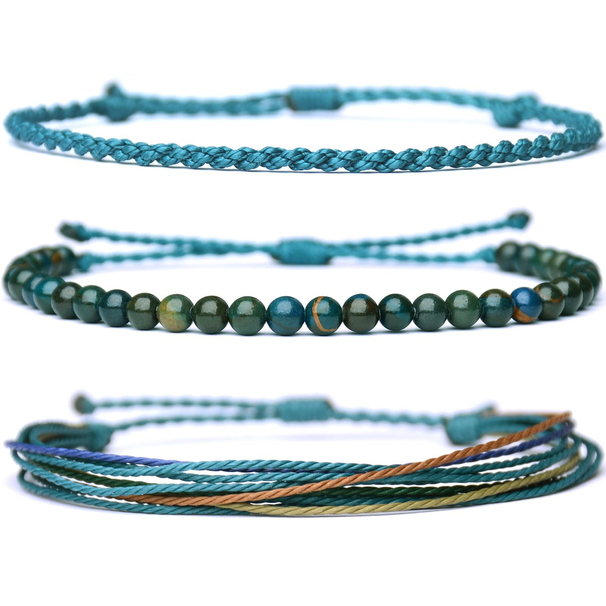 Mezcla Vida Handmade Natural Stone Beaded Healing Bracelet Gift for Men Adjustable Rope String Bracelet