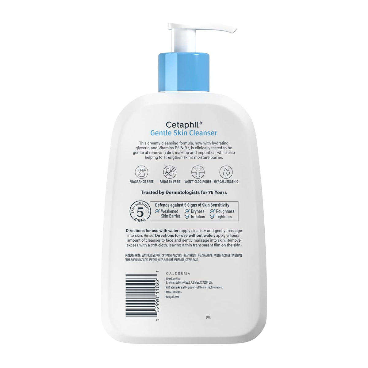 Cetaphil Gentle Cleanser, Hydrating Face Wash, 16oz + Travel Lotion, 2oz