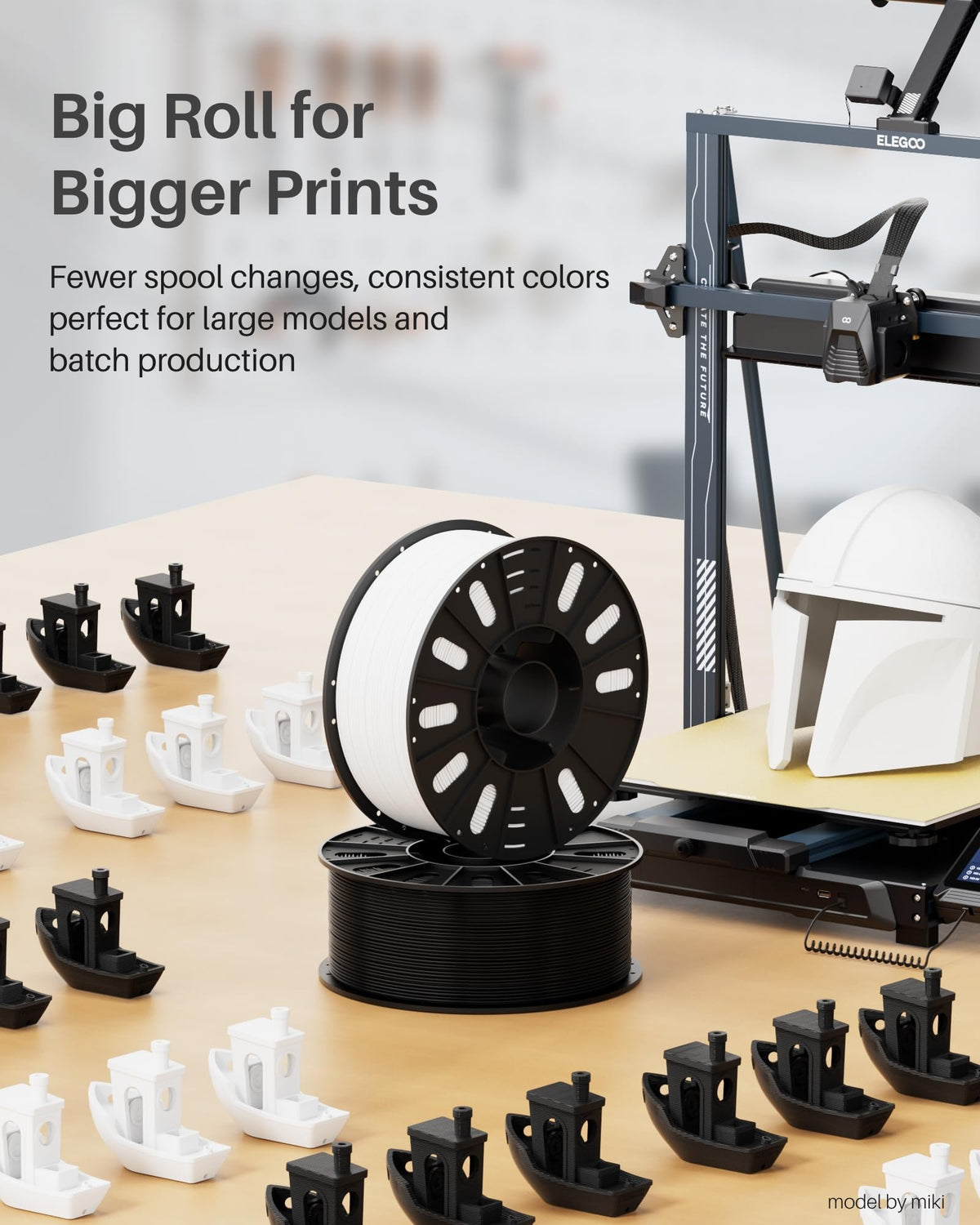 ELEGOO PLA+ 3D Printer Filament 1.75mm White 1KG