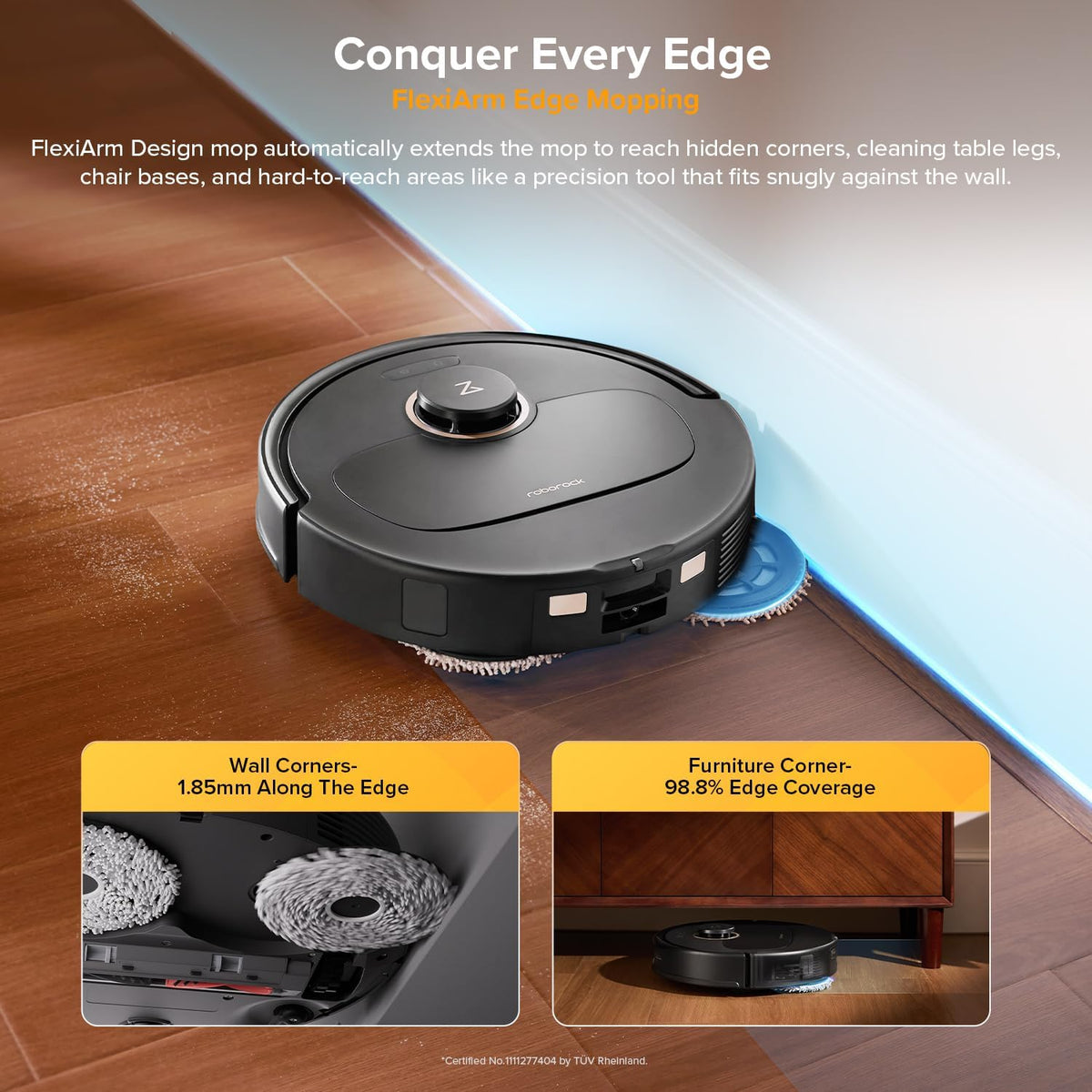roborock Qrevo S5V Robot Vacuum and Mop, FlexiArm Edge Mopping, 12,000Pa