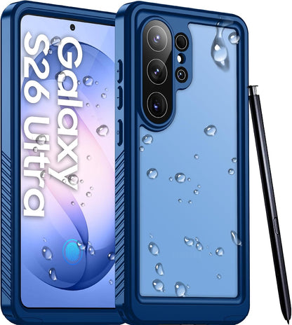 Temdan Compatible with iPhone 17 Pro Case,Waterproof Built-in Screen & Camera Protector IP68 Underwater Full Body 17FT Military Dropproof Shockproof Phone Case 6.3"-Blue/Clear