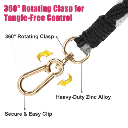 5FT Braided Cotton Rope Leash for Small, Medium and Large Dogs, Red & White Twist