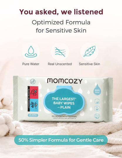 Momcozy Baby Wipes, Unscented & Hypoallergenic, Gentle for Sensitive Skin