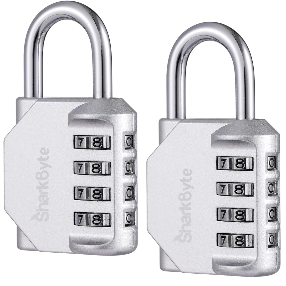 SharkByte Heavy Duty Combination Padlock – 4-Digit Weatherproof Outdoor Lock with Stainless Steel Shackle, Anti-Rust Resettable Code for Gym, School, Locker, Shed, Toolbox, Gate & Warehouse - Purple