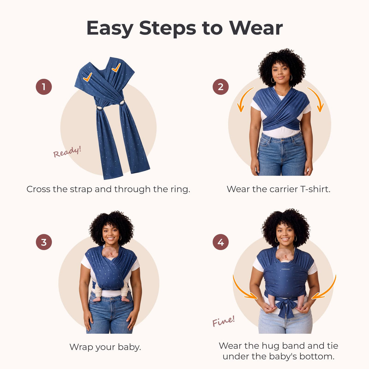Momcozy Baby Wrap Carrier, Easy-On 2-Piece Design, Newborn to 33 lb