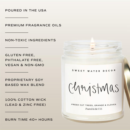 Sweet Water Decor Christmas Candle Gift, Holiday Scented 9oz Clear Jar