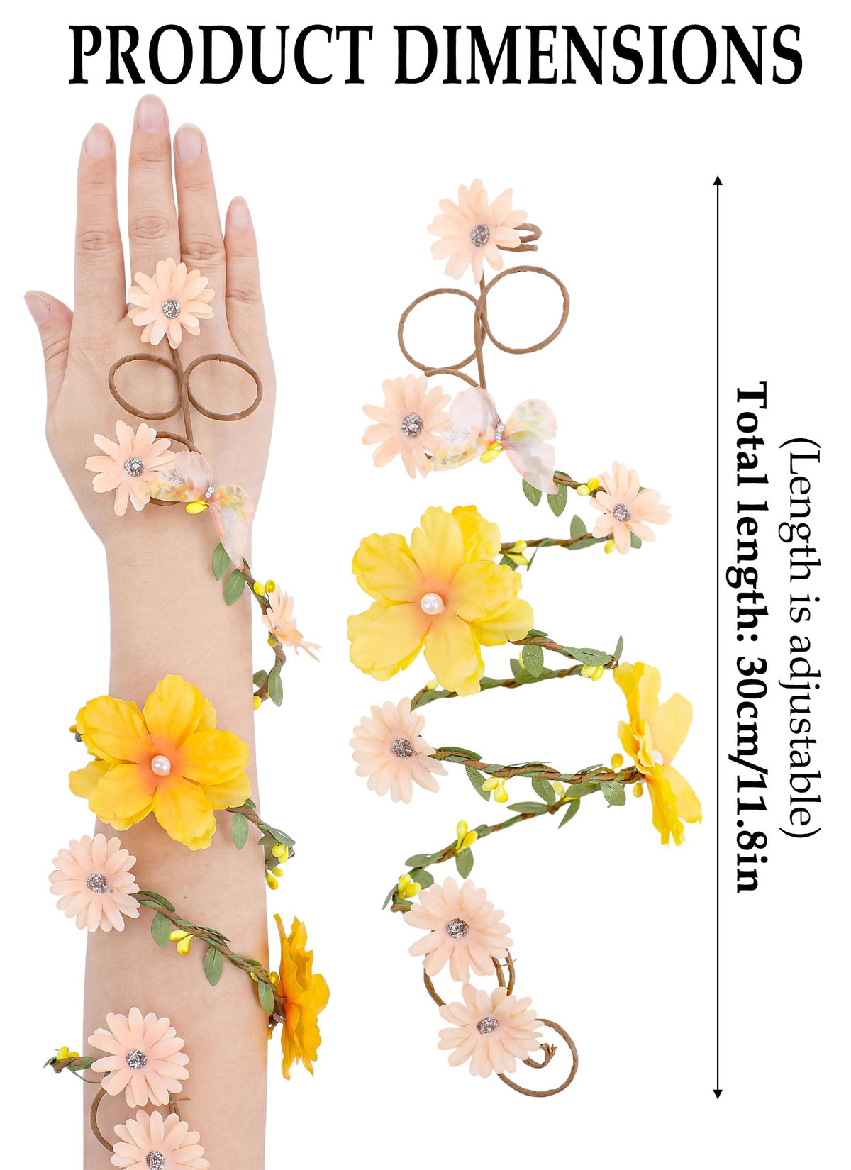 FRESHME Renaissance Fairy Floral Arm Wrap - 1 PC Elf Bracelet Mother Nature Costume Poison Ivy Costume Renfaire Accessories