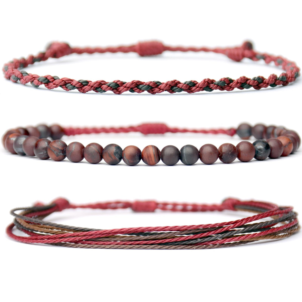 Mezcla Vida Handmade Natural Stone Beaded Healing Bracelet Gift for Men Adjustable Rope String Bracelet
