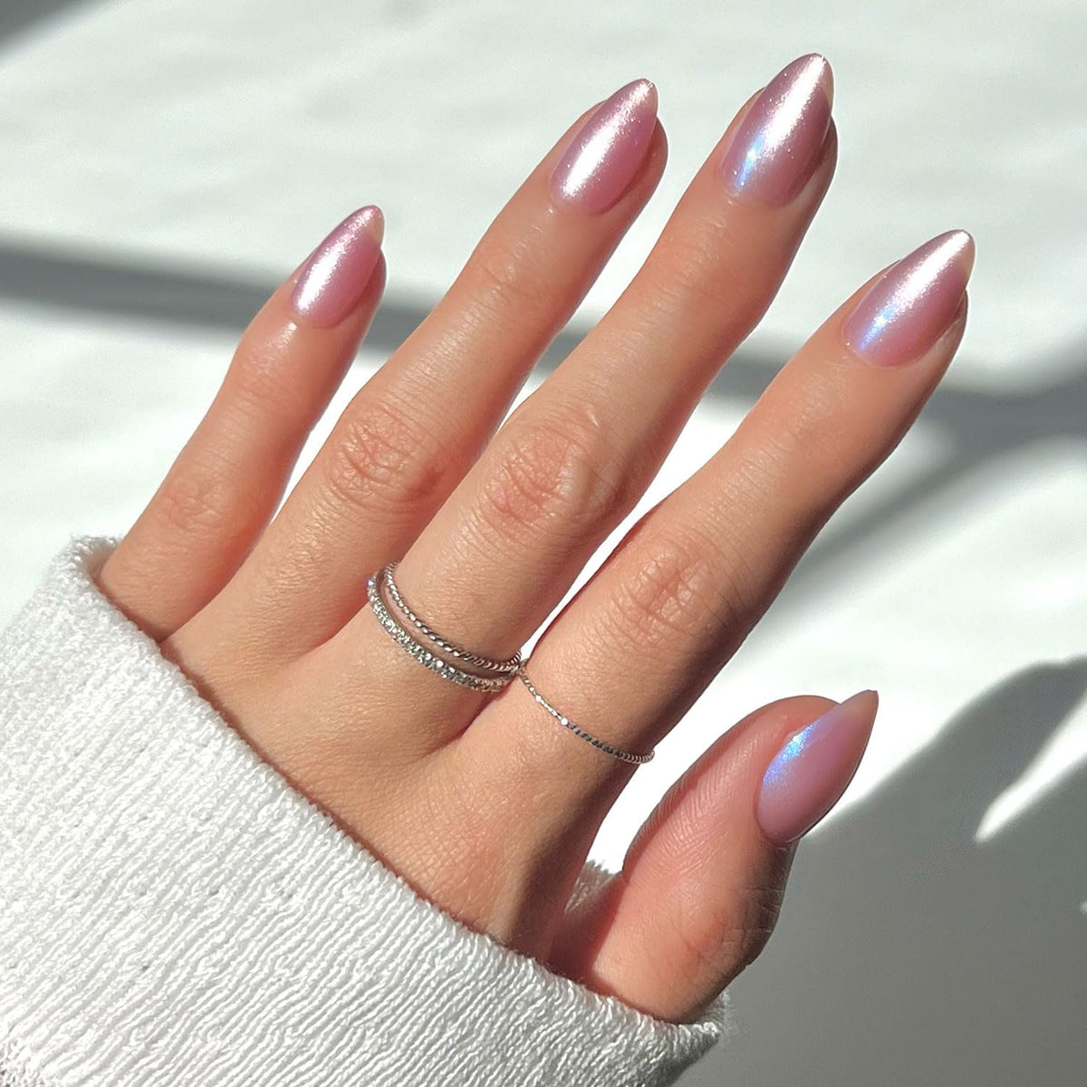 Glamnetic Press On Nails, Short Almond Glossy, Fake Nails 24pc Nail Kit