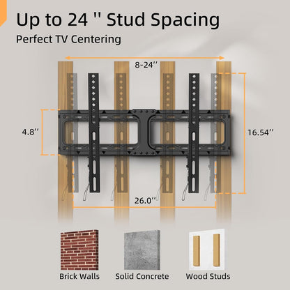 55 65 75 85 inch Tilting TV Wall Mount for 32-90 '' TVs, Low Profile TV Mount Bracket, Safe Lock & Quick Release,Max VESA 600x400mm, 24 inch Studs,132 lbs, Fit Most 55+ 75+ 85+ 86 TVs