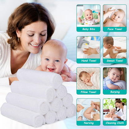 HOMEXCEL Baby Washcloths 24 Pack Microfiber Coral Fleece Soft Wash Cloths