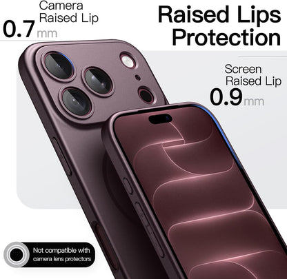 JETech Magnetic Slim Case for iPhone 18 Pro, Dark Cherry