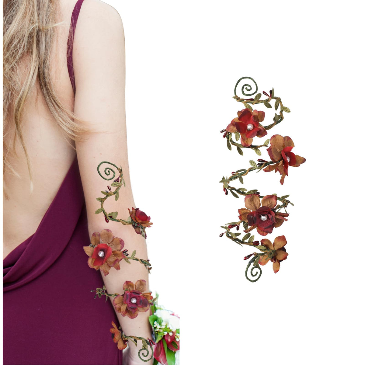 FRESHME Renaissance Fairy Floral Arm Wrap - 1 PC Elf Bracelet Forest Mother Nature Costume Renfaire Cosplay Fairy Accessories