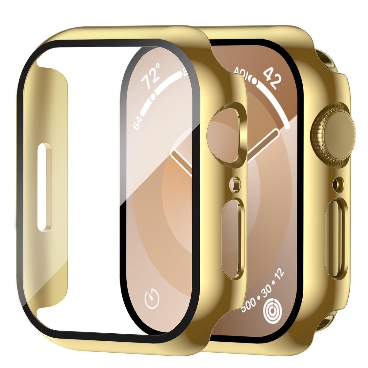 Smiling 2 Pack Case Compatible with Apple Watch Series 9 (2023)/Series 8 /Series 7 45mm with Tempered Glass Screen Protector, Hard PC Case Overall Protective Cover- Starlight