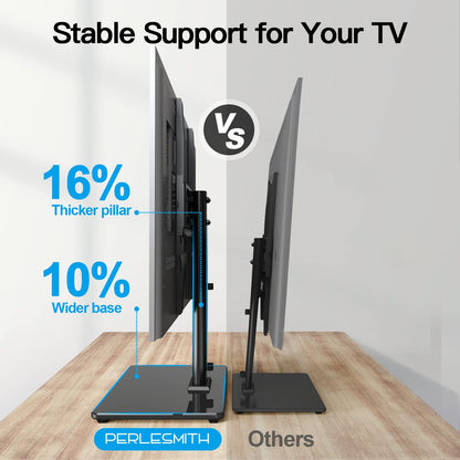 PERLESMITH Universal Swivel TV Stand for 32-75 inch TVs to 99lbs with Legs