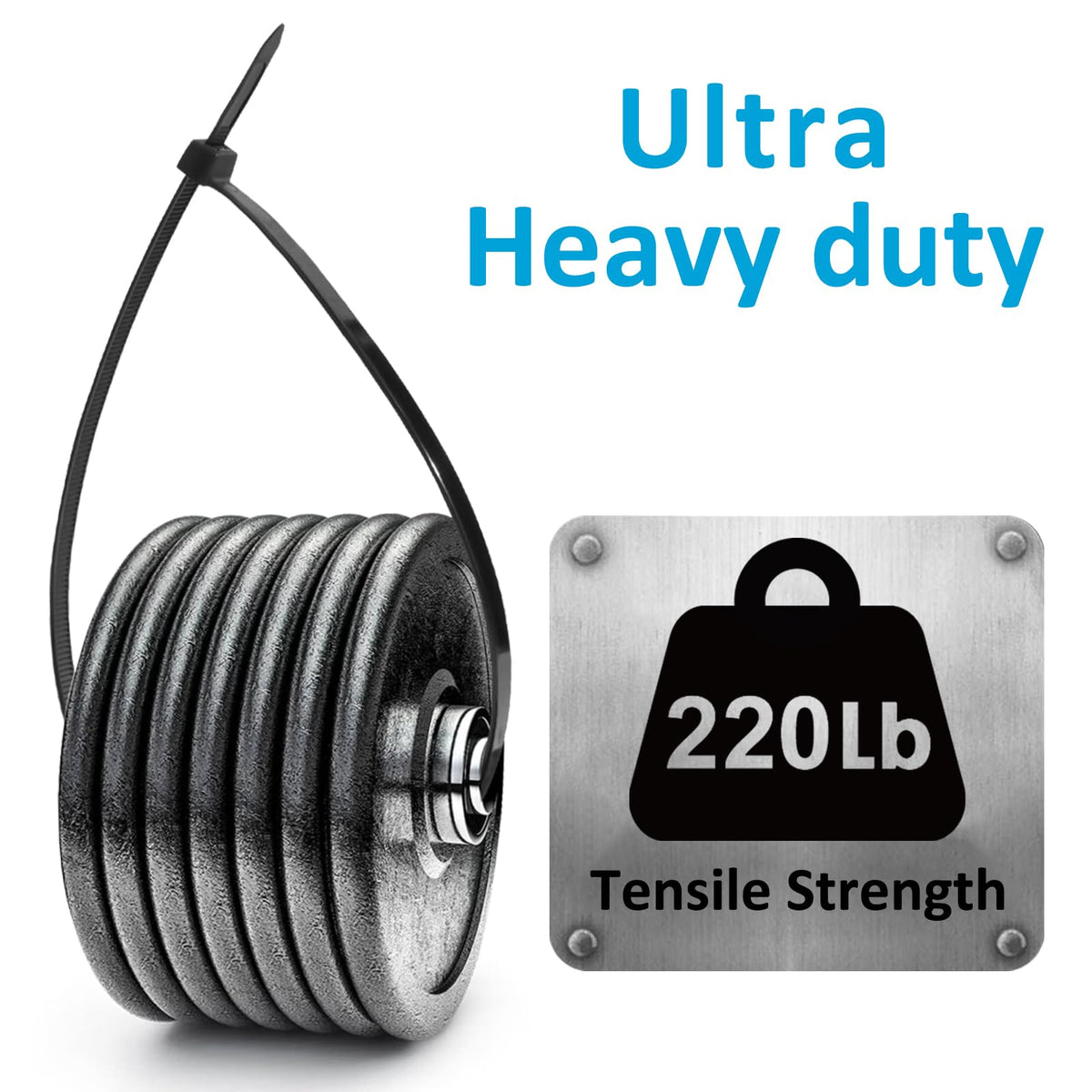 Zip Ties 8 inch (100 Pack), 40lbs Tensile Strength, Black Cable Ties, Wire Ties for indoor and outdoor use, by Skalon