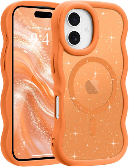 Pepmune for iPhone 16 Pro Max Case Curly Wavy Frame Translucent, Burgundy
