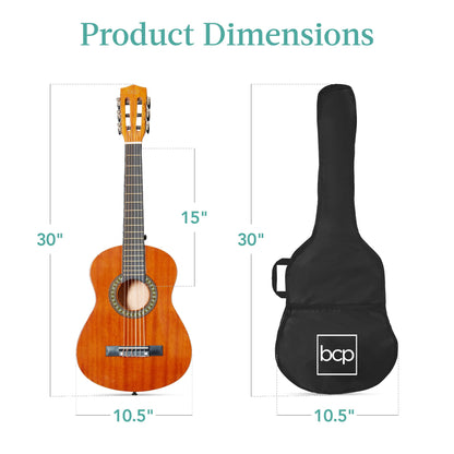 Best Choice Products 30in Kids Acoustic Guitar, All-in-One Beginner Starter Kit w/Strap, Case, Extra Strings, Rosette Inlay - Pink