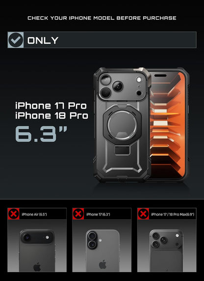 SUPCASE for iPhone 17 Case with Stand & Camera Control Button, Black
