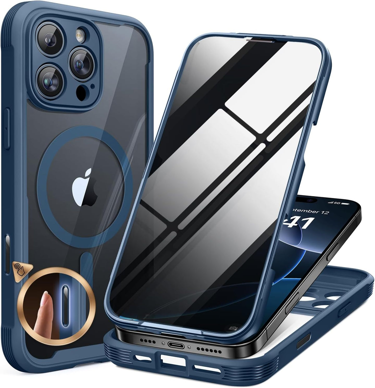 Miracase for iPhone 17 Pro Privacy Series Case, Magsafe, Deep Blue