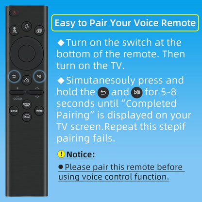 Rechargeable TV Remote for Samsung Smart TVs. Replacement Voice Remote.