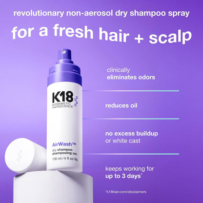 K18 AirWash Travel Non Aerosol Dry Shampoo Spray, 1.6 Fl Oz