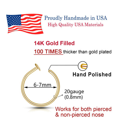 Small Thin Gold Nose Ring Hoop for Women, 20G/22G/24G, 5mm/6mm/7mm/8mm