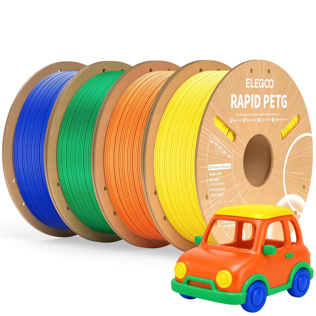 ELEGOO Rapid PETG 3D Printer Filament 1.75mm Black 1KG