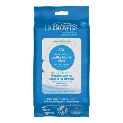 Dr. Brown's Bottle and Pacifier Healthy Wipes, Safely Clean Bottles, Baby Items, and Feeding Essentials, Hypoallergenic, 40 count, 3-Pack (Packaging May Vary)