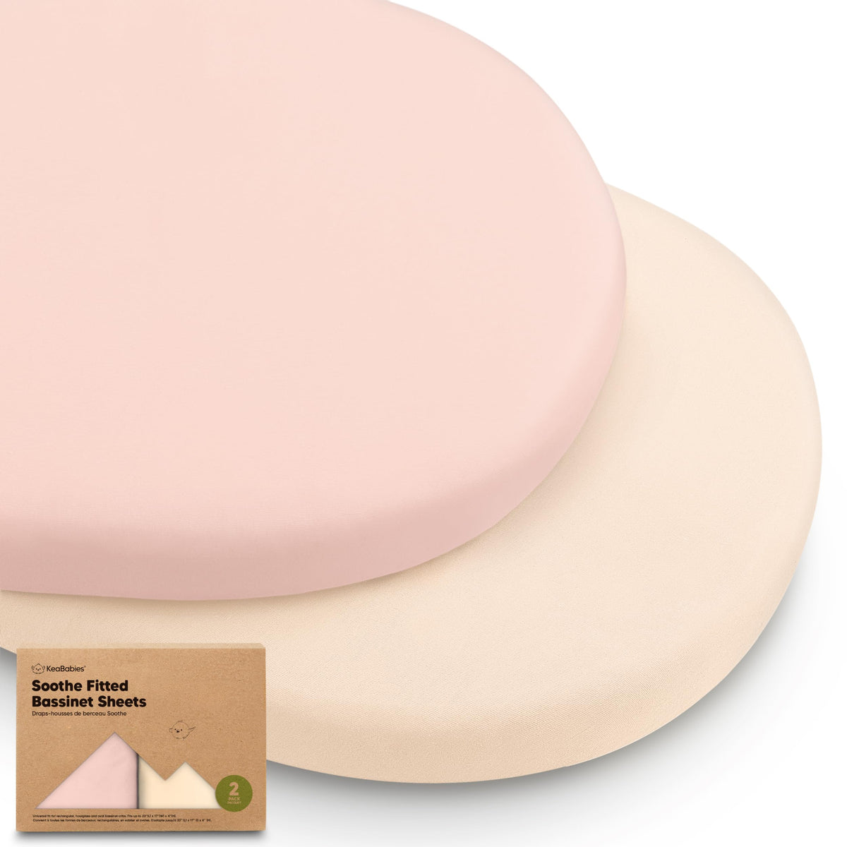 2pk Organic Baby Bassinet Sheets Boys, Girls, Fitted Sheet (Soft White)