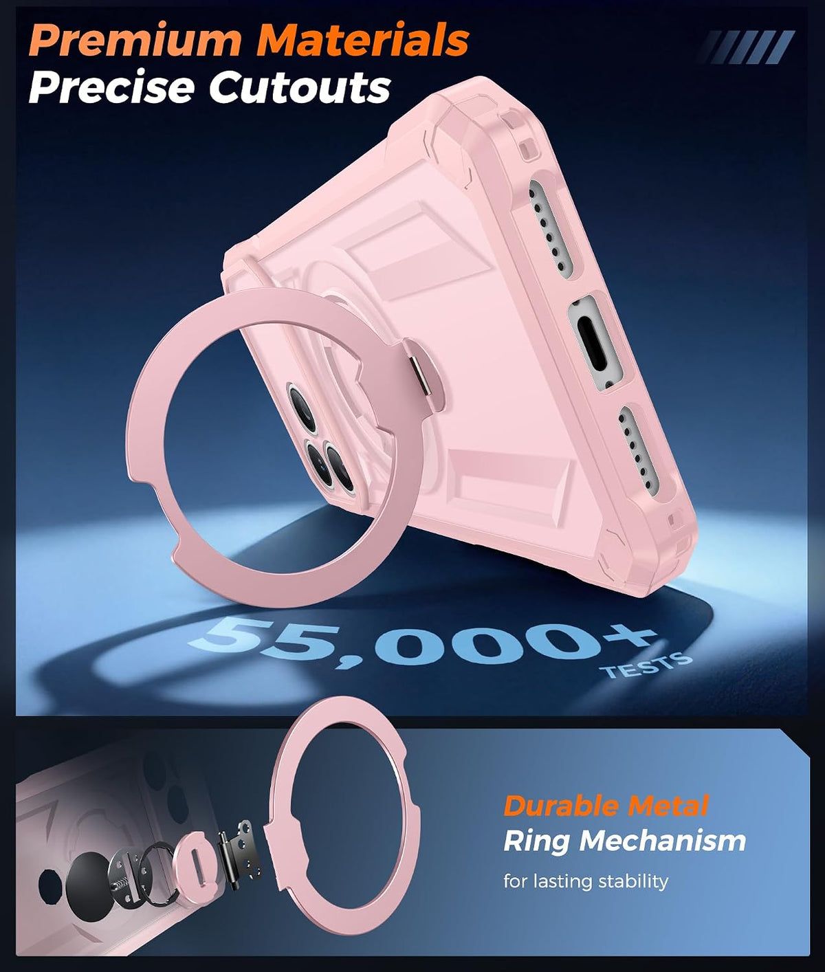 FNTCASE for iPhone 17 Case with 360 Spin Magnetic Stand