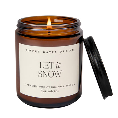 Sweet Water Decor Fraser Fir Candle, 9oz Amber Glass Jar, Winter Scent
