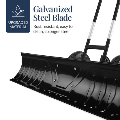 Best Choice Products 36in Heavy-Duty 2-Wheel Snow Pusher Hand Plow - Black