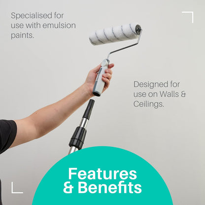 Harris Seriously Good Walls & Ceilings Paint Roller Set 9in, 1 x 9" Frame, 4 x 9" Medium Pile Roller Sleeves & Tray 9"