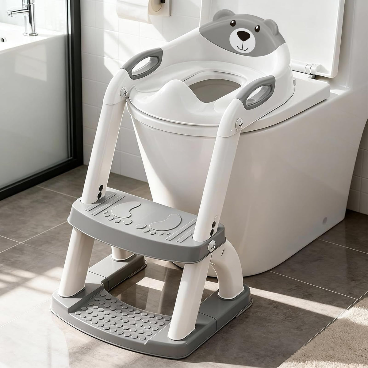 Potty Training Toilet for Toddlers, 2-in-1 Potty Training seat, Anti-Slip (Chocolate, Bear)