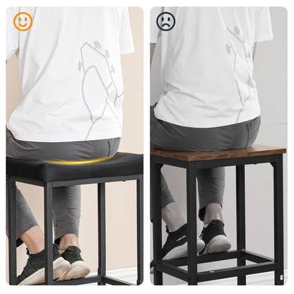 HOOBRO Bar Stools, Set of 2 Bar Chairs, Counter Height Stools, Saddle Barstools with Curved Surface, 24.8 Inches, 2.4" Thick Upholstery, for Kitchen, Dining Room, Cafe Black BB10BY01