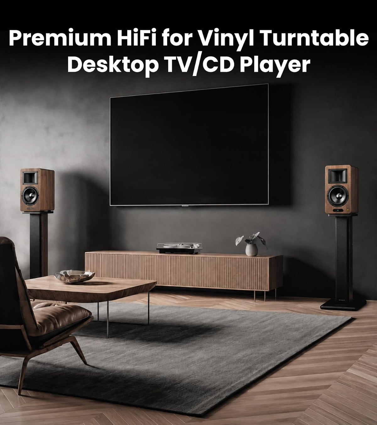 Edifier Airpulse A200T Powered Bookshelf Speakers, 130W RMS, Walnut
