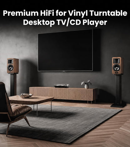 Edifier Airpulse A200T Powered Bookshelf Speakers, 130W RMS, Walnut