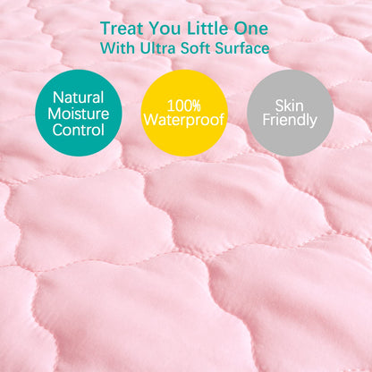 Crib Mattress Protector Sheets Fitted Waterproof Mattress Pad Cover 2 Pack